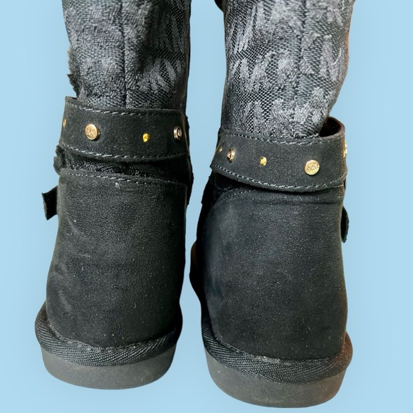 MK Michael Kors Black Suede Leather Boots Fleece Lined Side Zip - Picture 7 of 16